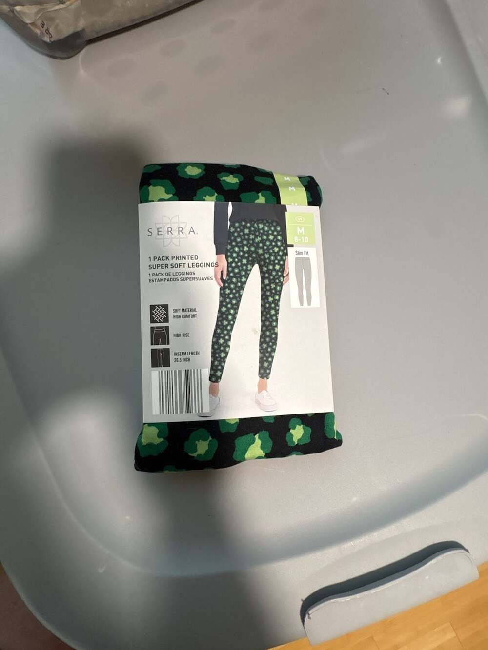 Serra Printed Super Soft Leggings Green Black Clover Size M 8-10